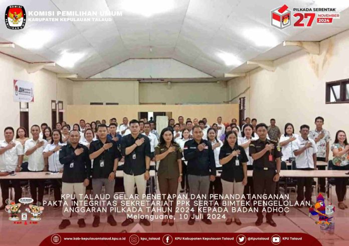 KPU Talaud Gelar Penetapan dan Penandatanganan Pakta Integritas Sekretaris PPK